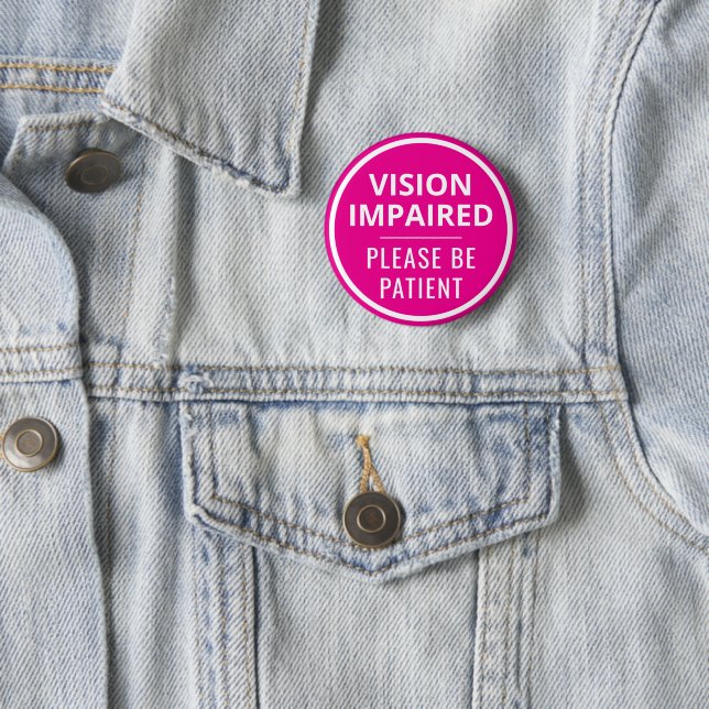 Badge Rond 5 Cm Minimalist Hot Pink Text Vision Impaired (En situation)