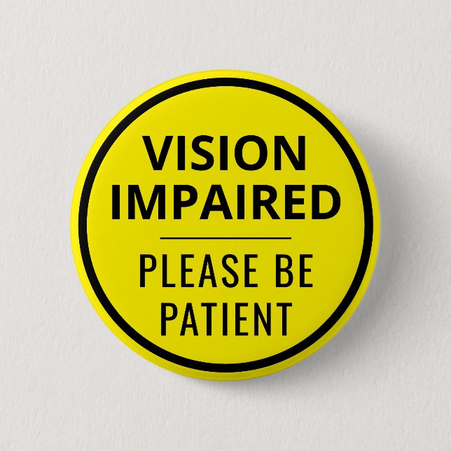 Badge Rond 5 Cm Minimalist Yellow Typography Vision Impaired (Devant)