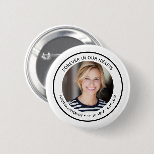 Badge Rond 5 Cm Minimaliste Noir et Blanc À jamais dans nos cœurs