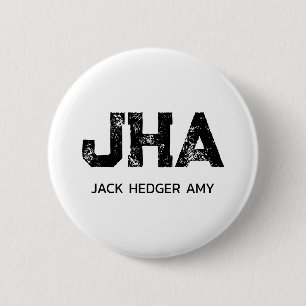 BADGE ROND 5 CM MINIMALISTE NOIR MONOGRAMME À TROIS LETTRES NOM BL