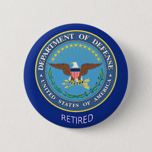 Badge Rond 5 Cm Ministère de la Défense des États-Unis Retraité
