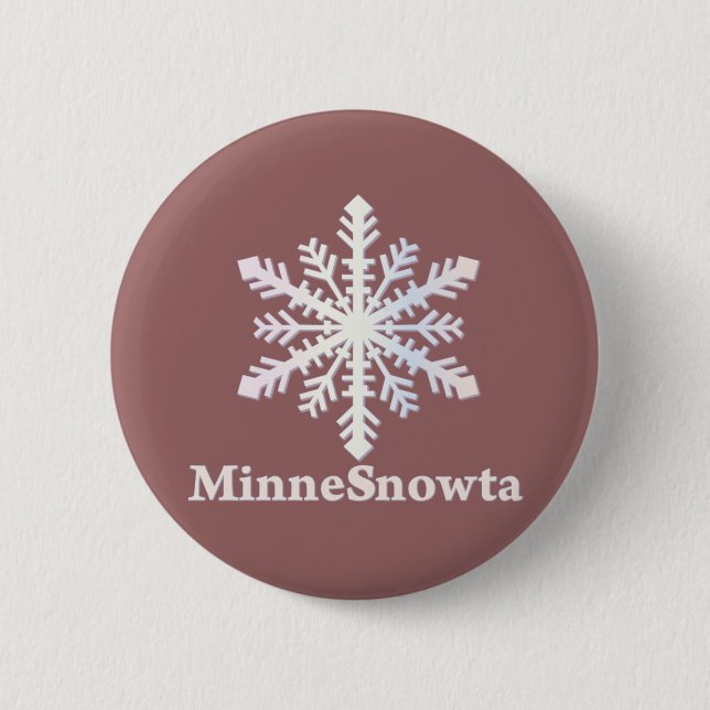 Badge Rond 5 Cm MinneSnowta avec flocon de neige (Devant)
