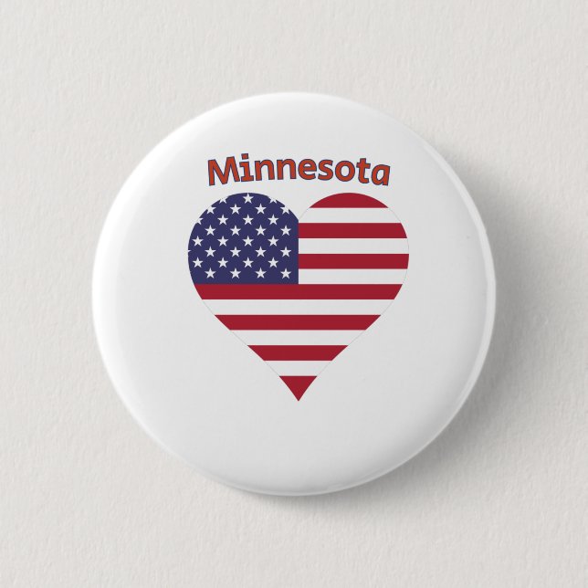 Badge Rond 5 Cm Minnesota American Flag Heart (Devant)