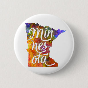 Badge Rond 5 Cm Minnesota États-Unis dans l'aquarelle texte coupé