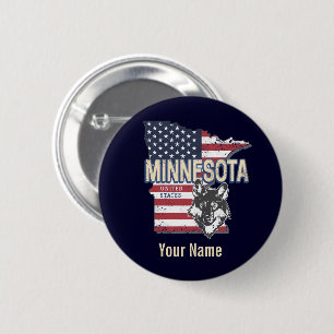 Badge Rond 5 Cm Minnesota State États-Unis Carte Vintage USA