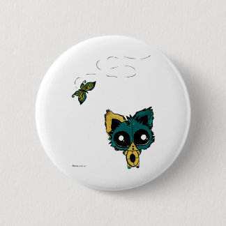 Badge Rond 5 Cm Minou et papillons de Chibi d'Anime