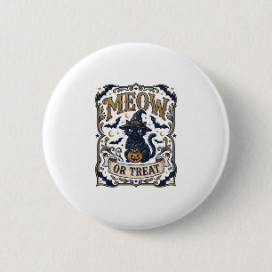 Badge Rond 5 Cm Minou ou traiter Chat Halloween Chat Fantomatique 