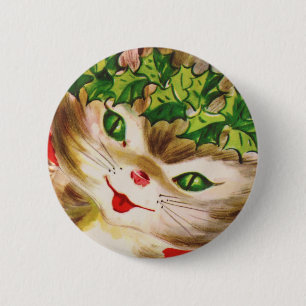 Badge Rond 5 Cm minou vintage de Noël