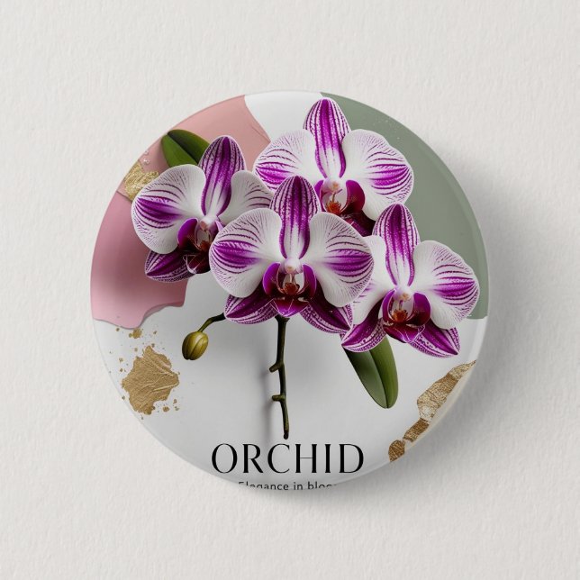 Badge Rond 5 Cm Minuscule broche à orchidées - Beauté subtile, grâ (Devant)