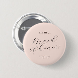 Badge Rond 5 Cm Minuscule femme de chambre rose moderne