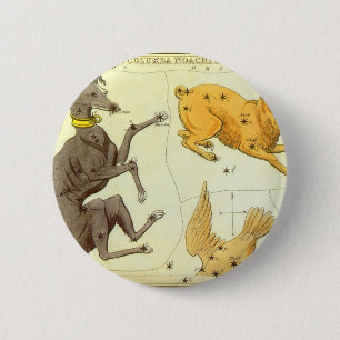 Badge Rond 5 Cm Miroir d'Urania, Carte céleste d'astronomie vintag
