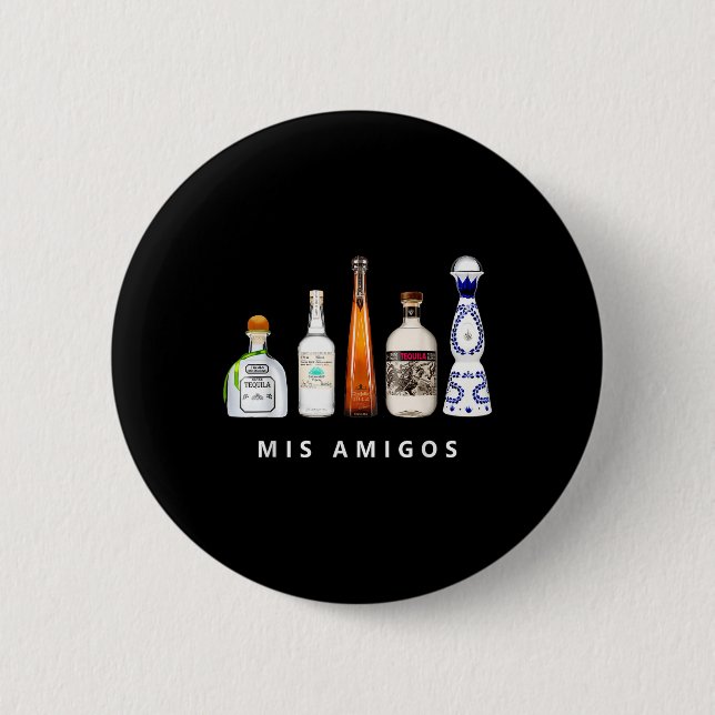 Badge Rond 5 Cm Mis Amigos Tequila Funny Cinco De Mayo Parc Mexica (Devant)