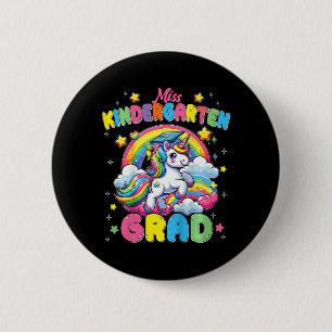 Badge Rond 5 Cm Miss Kindergarten Grad Unicorn Dernier Jour De L'É