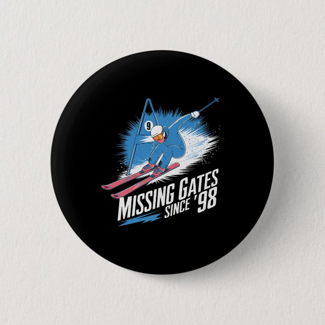 Badge Rond 5 Cm Missing Gates Since 98 Alpine Skiing  (Devant)