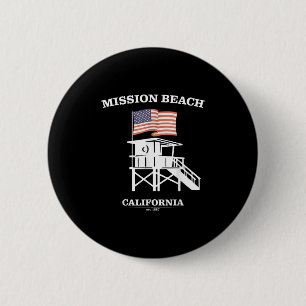 Badge Rond 5 Cm Mission Beach Shirt Retro San Diego California Bea