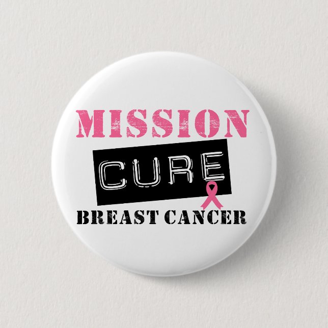 Badge Rond 5 Cm Mission Cure Cancer du Sein (Devant)