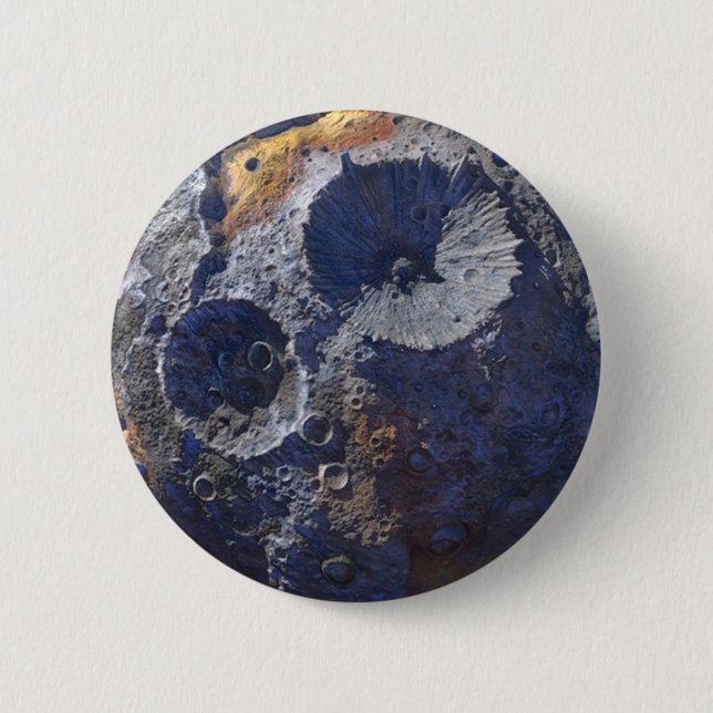 Badge Rond 5 Cm Mission de scoutisme à Astéroïde 16 Psyche (Devant)