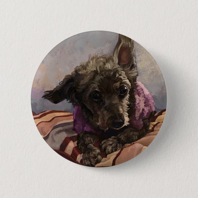 Badge Rond 5 Cm Misty le Caniche (Devant)
