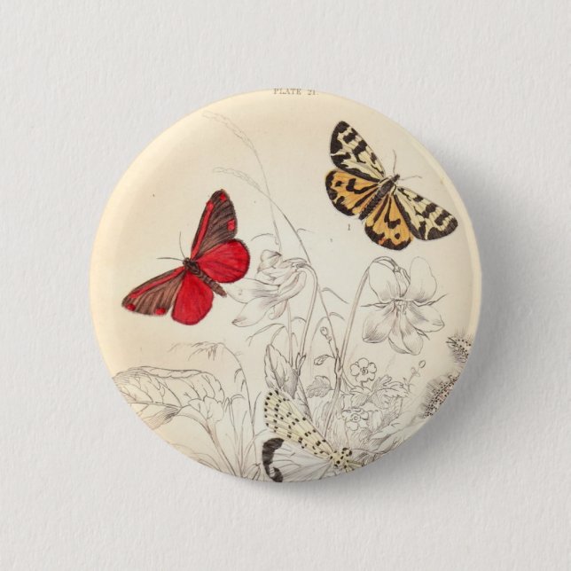 Badge Rond 5 Cm Mites et papillons (Devant)