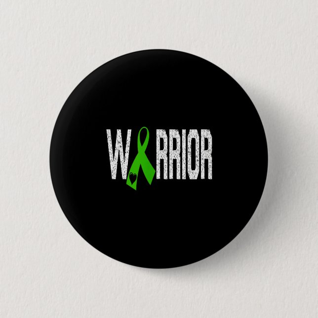 Badge Rond 5 Cm Mitochondrial Disease Warrior Heart Green Ribbon  (Devant)
