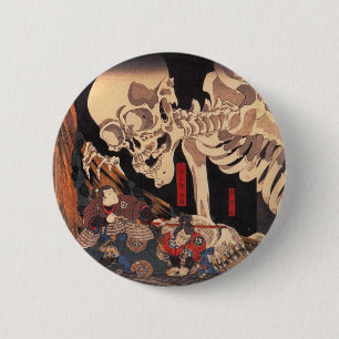 Badge Rond 5 Cm Mitsukuni défie le spectre du squelette