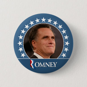 Badge Rond 5 Cm Mitt Romney 2012 - photo pinback avec étoiles
