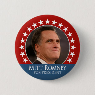 Badge Rond 5 Cm Mitt Romney 2012 - photo pinback avec étoiles - ro