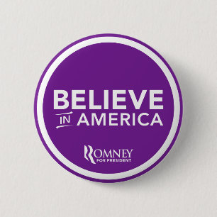 Badge Rond 5 Cm Mitt Romney croient à l'Amérique 2012 (le pourpr