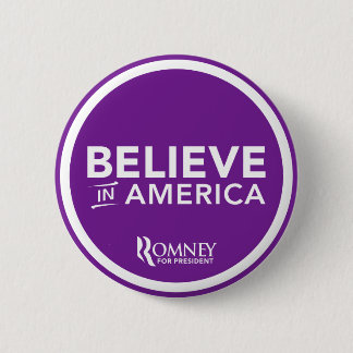 Badge Rond 5 Cm Mitt Romney croient à l'Amérique 2012 (le pourpre)