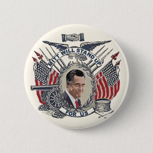 Badge Rond 5 Cm Mitt Romney représente les États-Unis (Devant)