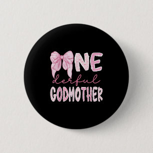 Badge Rond 5 Cm Mlle Onederful Godmère Coquette Premier anniversai