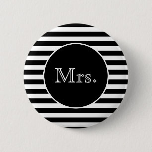 Badge Rond 5 Cm Mme Black and White Stripe