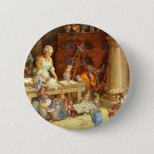 Badge Rond 5 Cm Mme Claus Bakes Cookies avec les elfes de Père