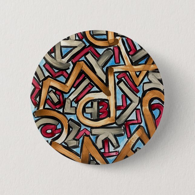 Badge Rond 5 Cm Mocha Red Gray Geometric (Devant)