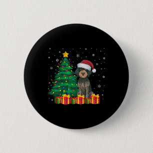 Badge Rond 5 Cm Moche À poils durs allemand pointeur Santa Hat Noë