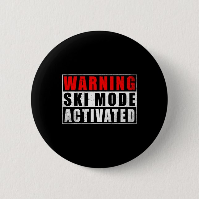 Badge Rond 5 Cm Mode Ski Avertissement Activé 1  (Devant)