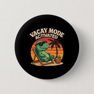 Badge Rond 5 Cm Mode Vacances Dinosaure Mignon - Vacances de Famil
