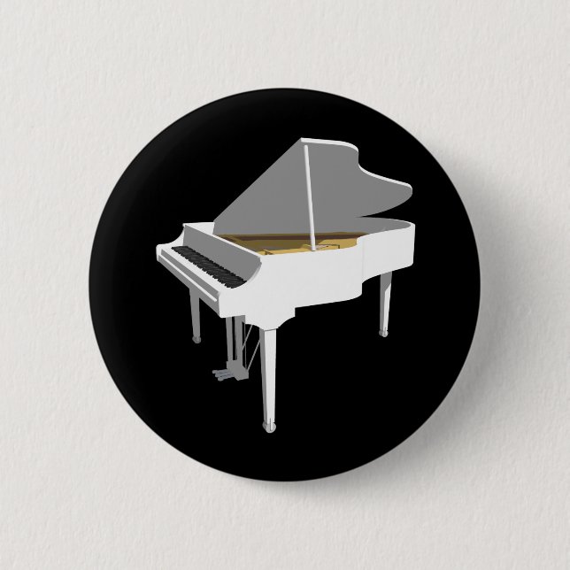 Badge Rond 5 Cm modèle 3D : Piano à queue blanc : (Devant)