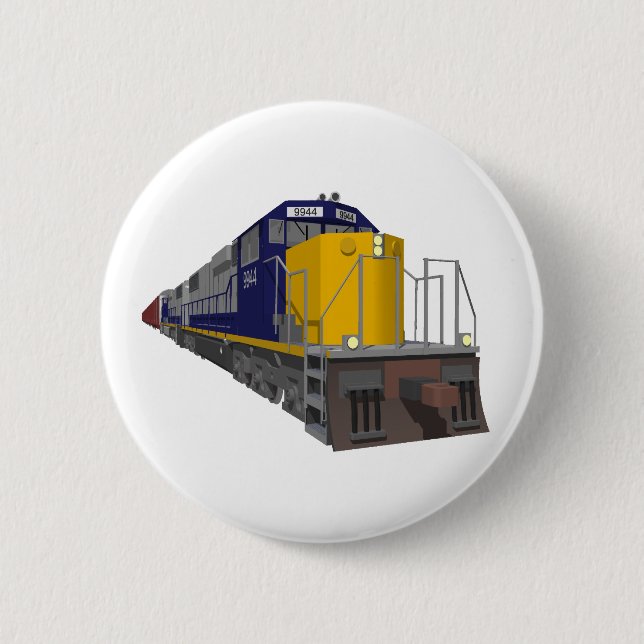 Badge Rond 5 Cm  Modèle 3D: Train de marchandises: Chemin de fer : (Devant)