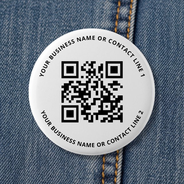 Badge Rond 5 Cm Modèle commercial de code QR blanc  (Créateur téléchargé)