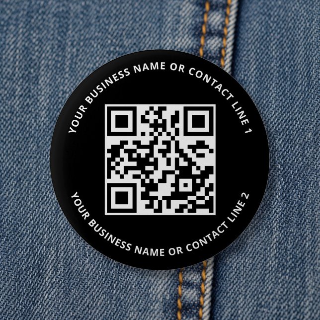Badge Rond 5 Cm Modèle commercial de code QR noir (Créateur téléchargé)