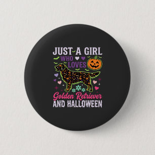 Badge Rond 5 Cm Modèle de chien citrouille fille Halloween Golden