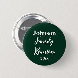 Badge Rond 5 Cm Modèle de réunion de famille vert foncé blanc nom