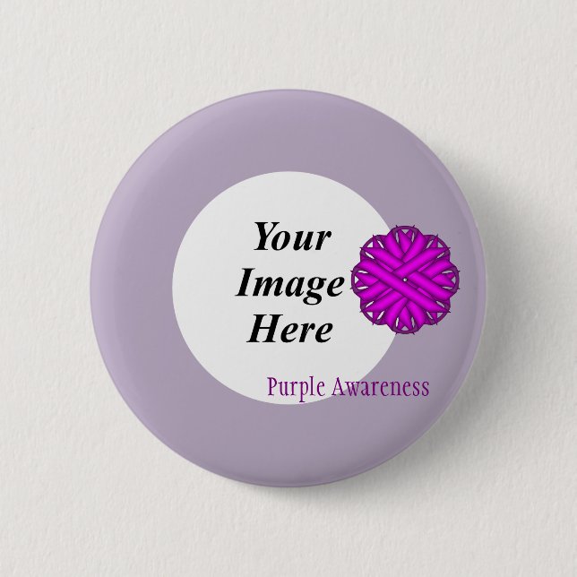 Badge Rond 5 Cm Modèle de ruban à fleurs violettes (Devant)