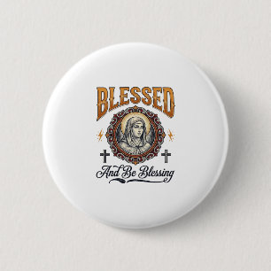 Badge Rond 5 Cm Modèle de T-shirt gravure vintage chrétien béni