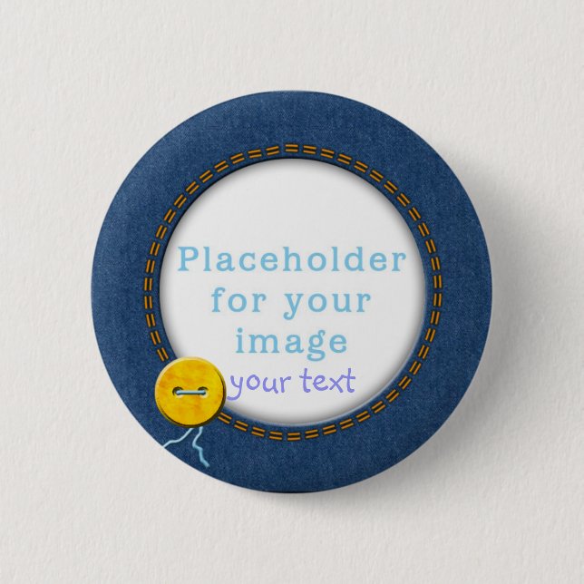 Badge Rond 5 Cm Modèle "denim et bouton " (Devant)