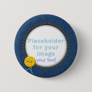 Badge Rond 5 Cm Modèle "denim et bouton "