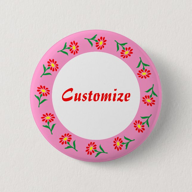 Badge Rond 5 Cm Modèle Little Flowers (Devant)
