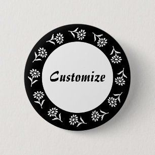Badge Rond 5 Cm Modèle Little Flowers - B&W