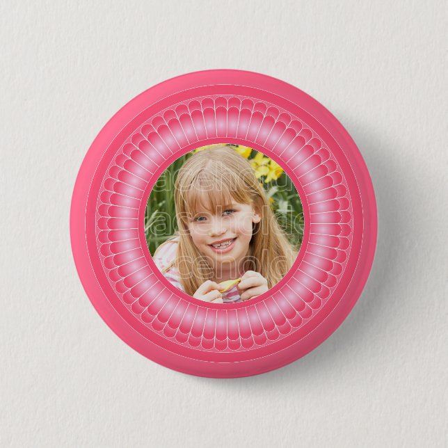 Badge Rond 5 Cm Modèle mignon de rose et blanc de cadre (Devant)